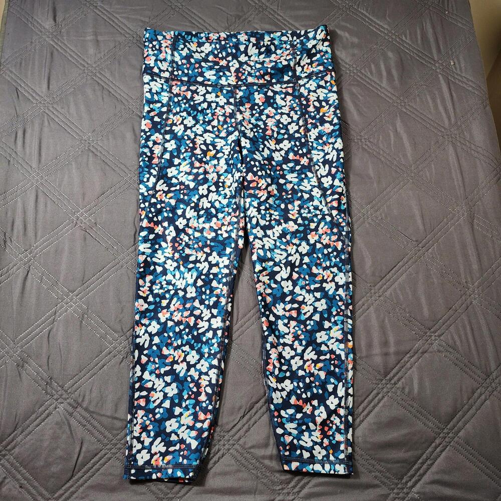 Gap Fit Womens Athletic Leggings Medium Abstract Floral Elastic Yoga